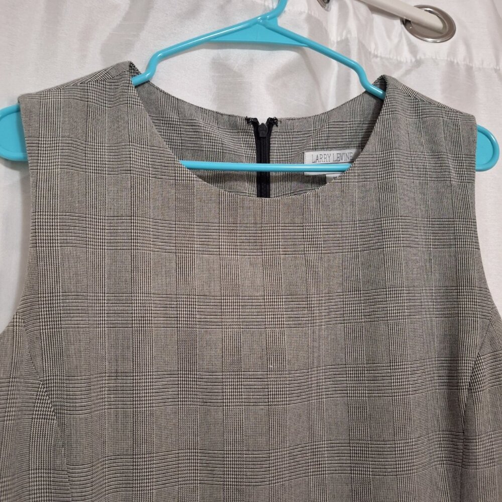 Larry Levine Classic Sleeveless Sheath Gray Herringbone Size 14 - Picture 2 of 11